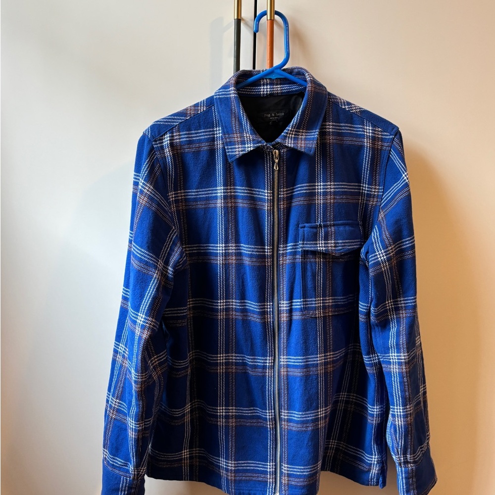Rag & Bone Blue Plaid Shirt Jacket